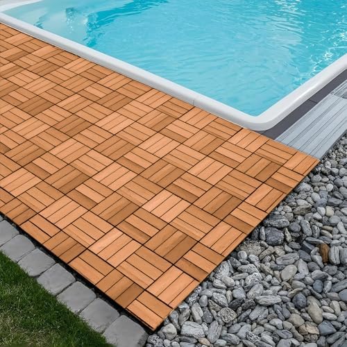 Solid Gold Acacia Wood Interlocking Deck Tiles - Image 7