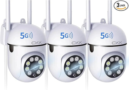 CKK 1080P Security Camera Outdoor Corded Power, 360° Pan/Tilt, Color Night by CKK