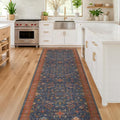 Navy Blue Washable 10 ft Long Runner by HazoHaus