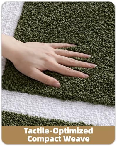 Color&Geometry Green Bathroom Rugs 30x20, Extra Soft Absorbent Microfiber Bath - Image 5
