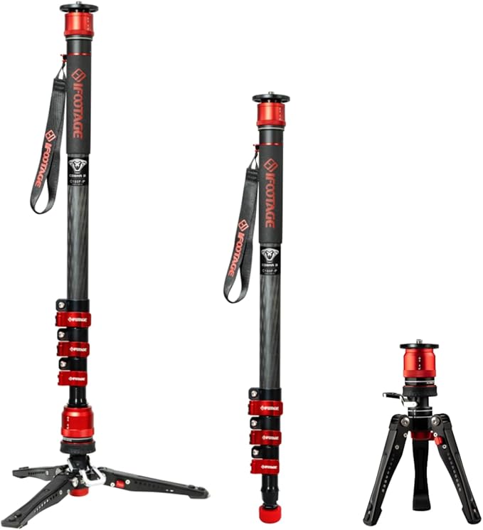 IFOOTAGE Monopod Cobra 3 C180F-P, 1/4'' & 3/8'' Quick Release Compatible by IFOOTAGE