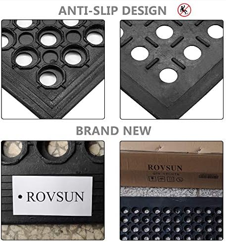 ROVSUN Rubber Floor Mat with Holes, Anti-Fatigue/Non-Slip Drainage Mat - Image 3