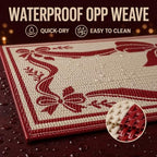 3x5 Ft Christmas Ribbon Bow Reversible Plastic Straw Outdoor Rug - Image 5