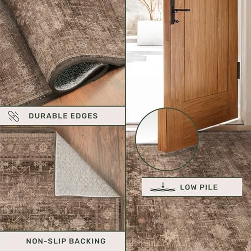 Brown Boho Washable 2x7 Runner Rugs - Image 5