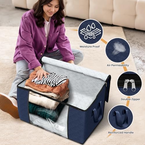 Fab totes 90L Clothes Storage, Foldable Thick Fabric Blanket Storage Bags - Image 4