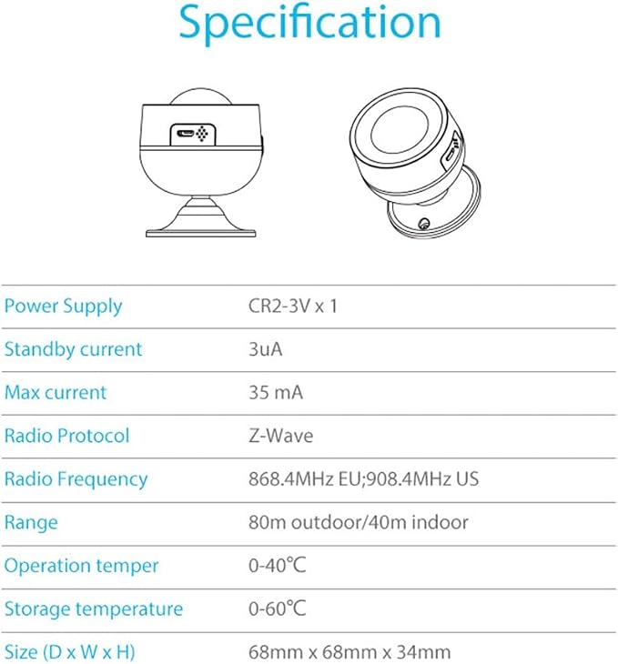 Z Wave Plus 700Series PIR Motion Detector - Image 3