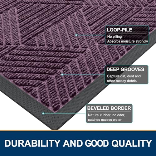 Smiry Front Door Mat Outside Entrance, Low Profile Rubber Doormat - Image 4