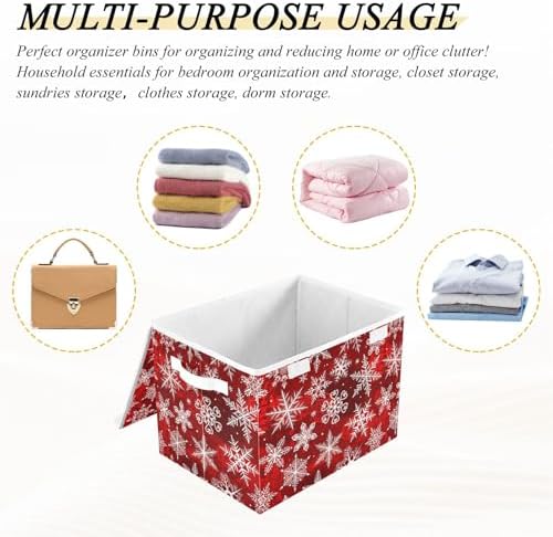 Bolaz Storage Bins with Lids and Handles, Christmas Snowflake Storage Box - Image 7