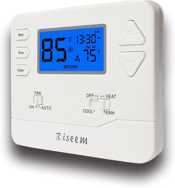 Thermostat for Heat Pump, NonProgrammable Thermostat for House, Conventional by Riseem