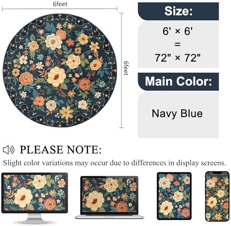 DUKINO 6ft Round Rug, Washable Circle Rug - Image 2