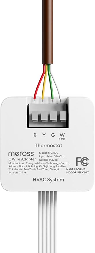meross C Wire Adapter for Smart Thermostat, R Y G Wires Required, 16 in by meross