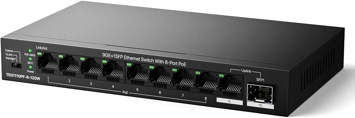 Tenda 10 Port Gigabit PoE Switch, Network Switch by Tenda