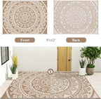Bsmathom Waterproof Outdoor Rug 9x12ft Large Reversible Boho Plastic Straw - Image 5