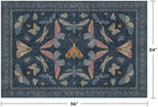 Dark Blue 2x3 Small Rugs for Bathroom Non Slip, Washable Vintage Boho Insect - Image 2