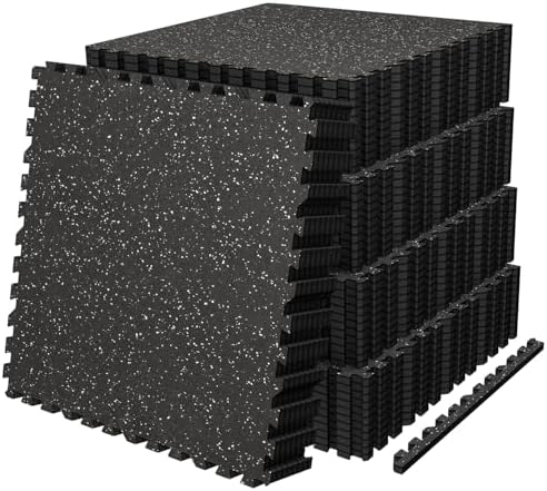 AIRHOP 0.56in Thick 192 Sq Ft Exercise Equipment Mats, 48 Tiles Upgraded Rubber by Airhop