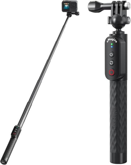 Remote Control Selfie Stick Rechargeable Waterproof 100CM Stretchable Compatible by Aovee