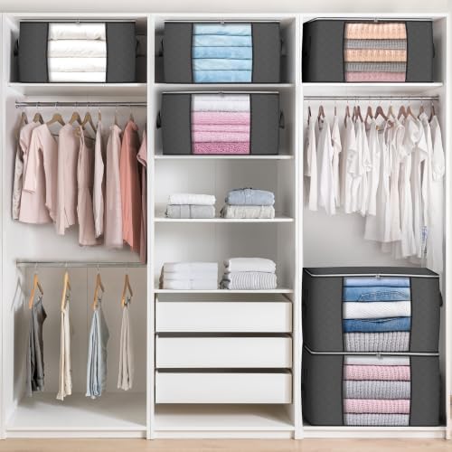 90L Large Storage Bags, 4 Pack Clothes Storage Bins Closet Organizers - Image 5