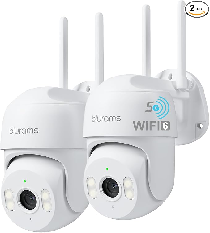 blurams 2Pack Security Cameras Outdoor Wired, 2K 360° PTZ Outdoor Security by Blurams