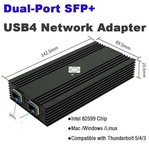 USB 4.0 Type-C 10G to Dual Fiber SFP+ Port Network Adapter - Image 5