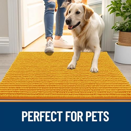 OLANLY Dog Door Mat for Muddy Paws 44x24, Extra Absorbent Chenille Mud Mat - Image 6