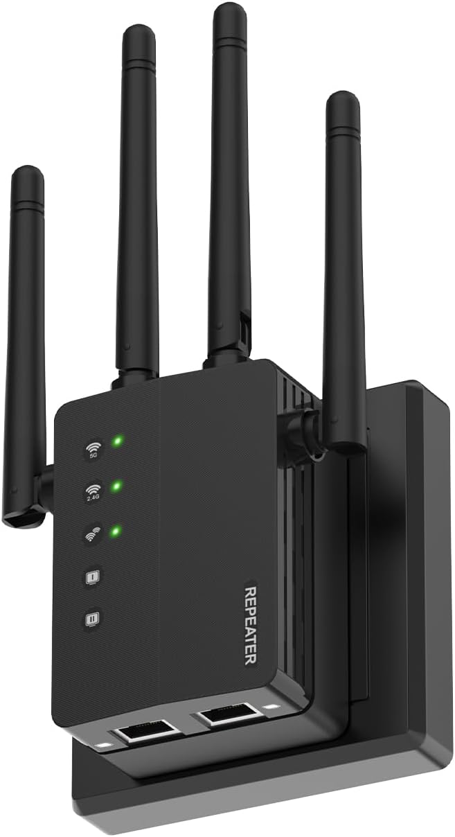 1200Mbps WiFi Extender Signal Booster, 12880 Sq.Ft Reach by GEYILO
