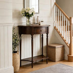 Half Moon Console Table Solid Wood Vintage Entryway Table - Image 3