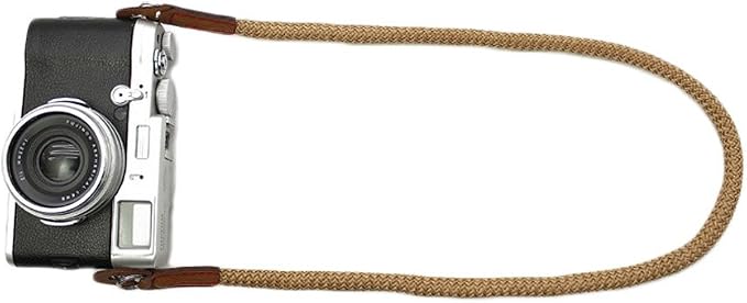 Vintage Handmade Cotton Leather Rope Camera Neck Strap by Unknown