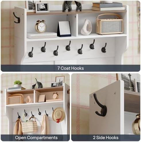 HOOBRO Hall Tree with Bench, 15.7''W Entryway Bench with Coat Rack, Shoe - Image 5