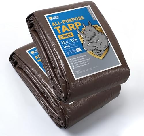 GUARD SHIELD Tarps Heavy Duty Waterproof 12x12 Feet Brown/Silver Poly Tarp by GUARDSHIELD