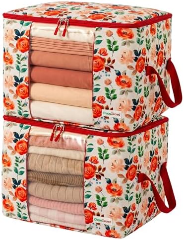 Chaos Cleared Canvas Storage Bags Designer Organizer 2 Pack – Seasonal Storage by ChaosCleared