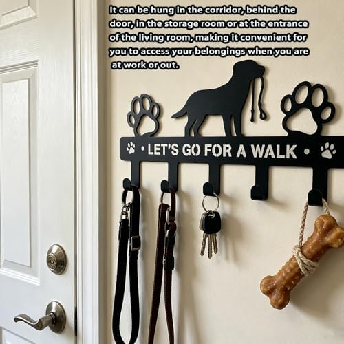 5-Hooks Dog Leash Holder for Wall， Dog Accessory Holder ，Metal Key Holder Leash - Image 3