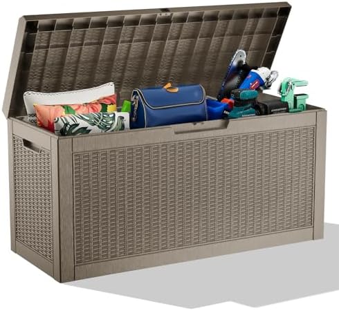 DRATO 70 Gallon Outdoor Storage Box Waterproof, Lockable Resin Deck Box by DRATOprovidesawarmandcozy