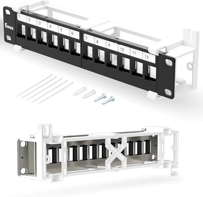 12 Port Blank Keystone Patch Panel Wall Mount 10inch by Enmane