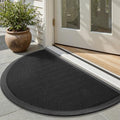 tchdio Half Circle Door Mat Outside Entrance Non Slip 17"x29" Doormat Black by Tchdio