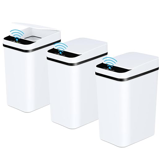 Anborry Bathroom Automatic Trash Can 3 Pack 2.2 Gallon Motion Sensor Touchless by Anborry