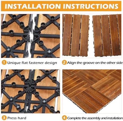Interlocking Deck Tiles, 11.8"x11.8", All-Weather, Composite Deck Tiles - Image 4