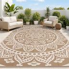 Bsmathom Waterproof Outdoor Rug 9x12ft Large Reversible Boho Plastic Straw by Bsmathom