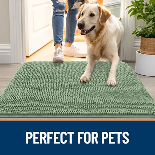 OLANLY Dog Door Mat for Muddy Paws 70x32, Super Absorbent Chenille Mud Mat - Image 6