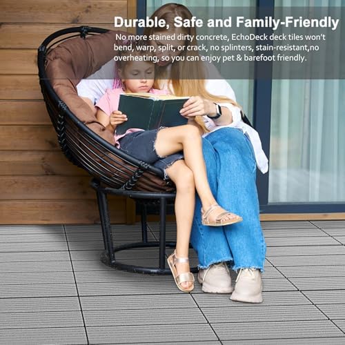 EchoDeck Interlocking Deck Tiles, 44 Pack Patio Tiles Outdoor Interlocking All - Image 3
