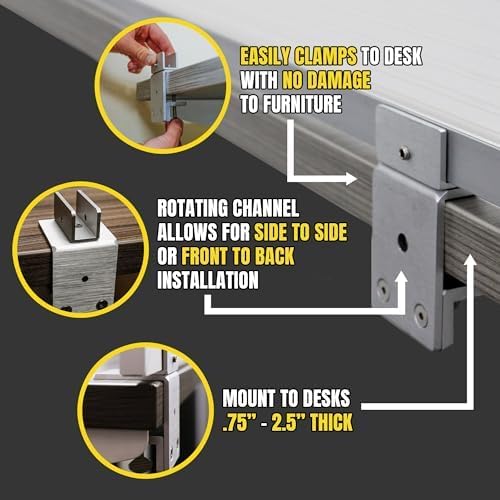 OBEX Polycarbonate Office Desk Mounted Privacy Screen Adjustable Table Top Panel Divider, Universal Aluminum Bracket-USA Made, 24" x 72", White