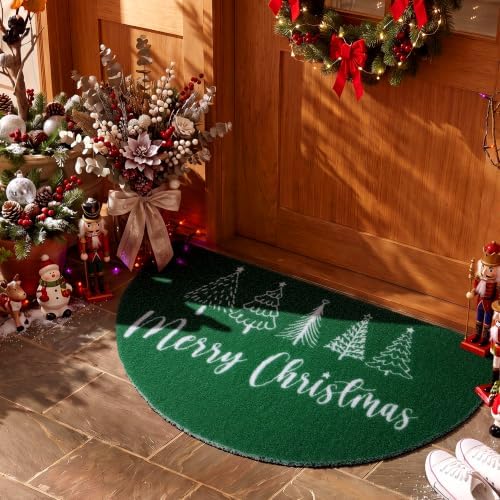 Tinideya Merry Christmas Door Mat Half Moon Front Entry Rug - Image 6