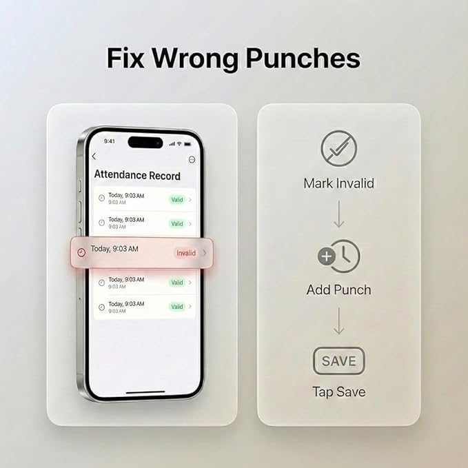 App-Controlled Time Clock with 5s Fast Connection, Edit Records, Set Rules & - Image 5