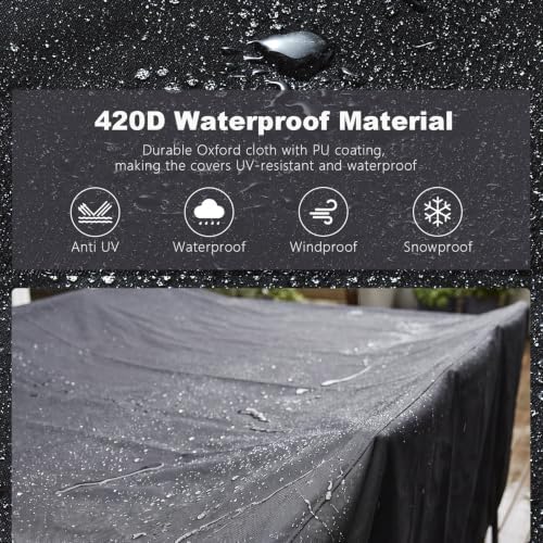 SheeChung Patio Furniture Cover Rectangular 110"L x 84"W x 28"H, Waterproof - Image 3