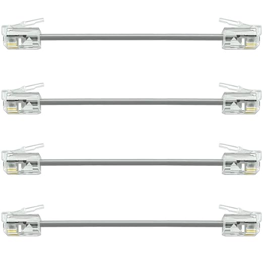 NECABLES 4Pack 3 Inch Short Telephone Cord Phone Cable Wall Phone Cord by NECABLES