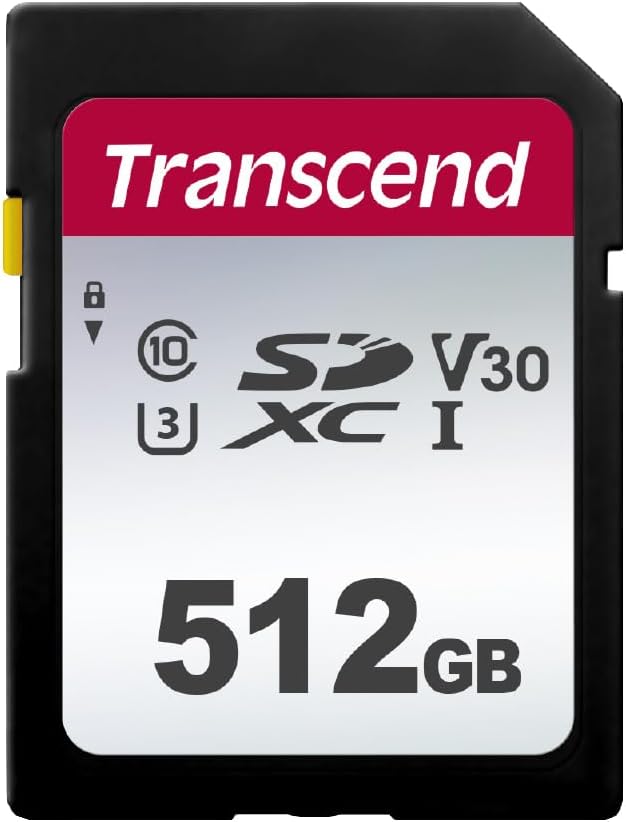 Transcend 512GB SDXC Memory Card, UHS-I U3 V30, 4K UHD & Full HD, Class 10 by Transcend
