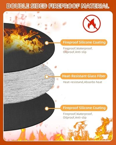 48" Round Fireproof Grill Mat for Deck & Patio, Double-Sided Silicone Coated - Image 5