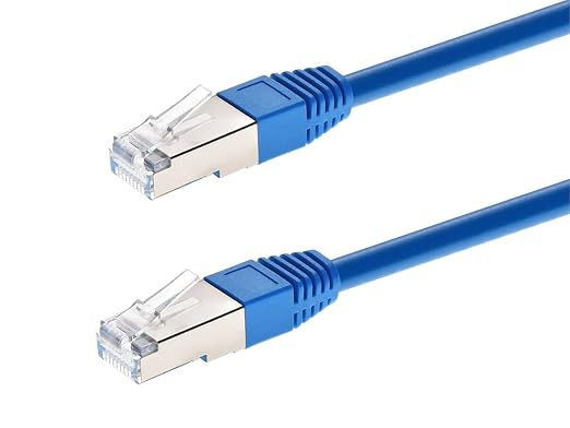 Monoprice Cat6A 5ft Blue Patch Cable Double Shielded 26AWG 10G Pure Bare Copper by Monoprice