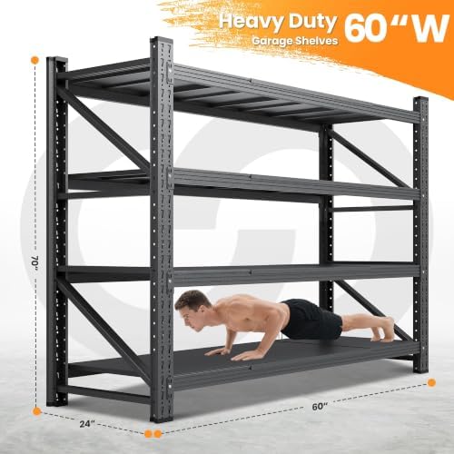 60” Wide Heavy Duty Metal Garage Shelving, Adjustable Storage Shelf - Image 2