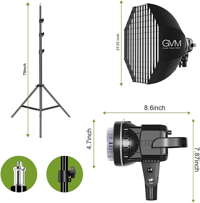 GVM 80W Photo Studio Lighting Kit, LED Video Light - Image 6