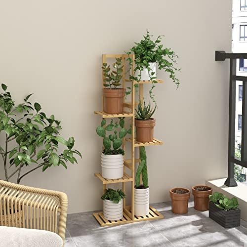 Laiensia Bamboo 5 Tier 6 Potted Plant Stand Rack Multiple Flower Pot Holder - Image 4